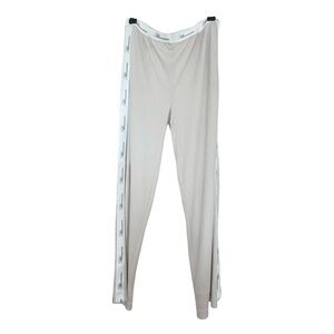 Blumarine Beige Straight Leg Pants with Logo Trim